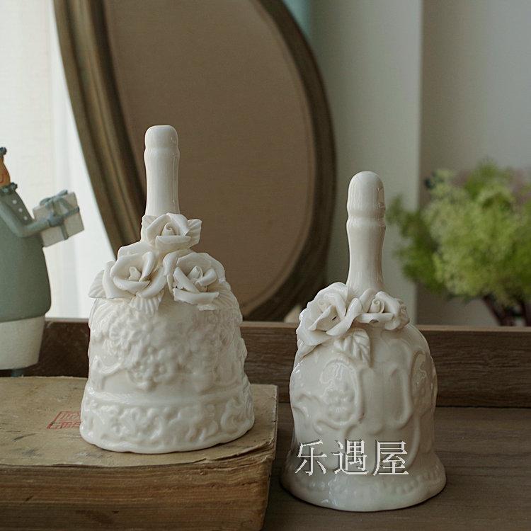 zakka雜貨立體玫瑰陶瓷餐鈴鐺家居擺設裝飾擺件韓國婚禮裝飾