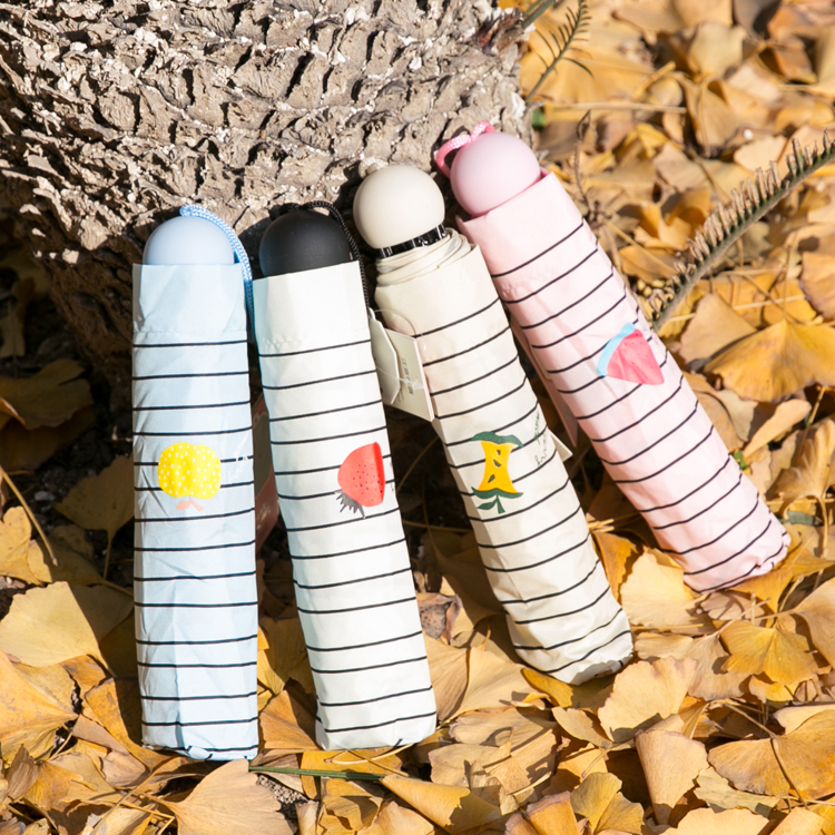 韓版小清新可愛卡通表情創意小熊三折學生遮陽雨傘防紫外線晴雨傘