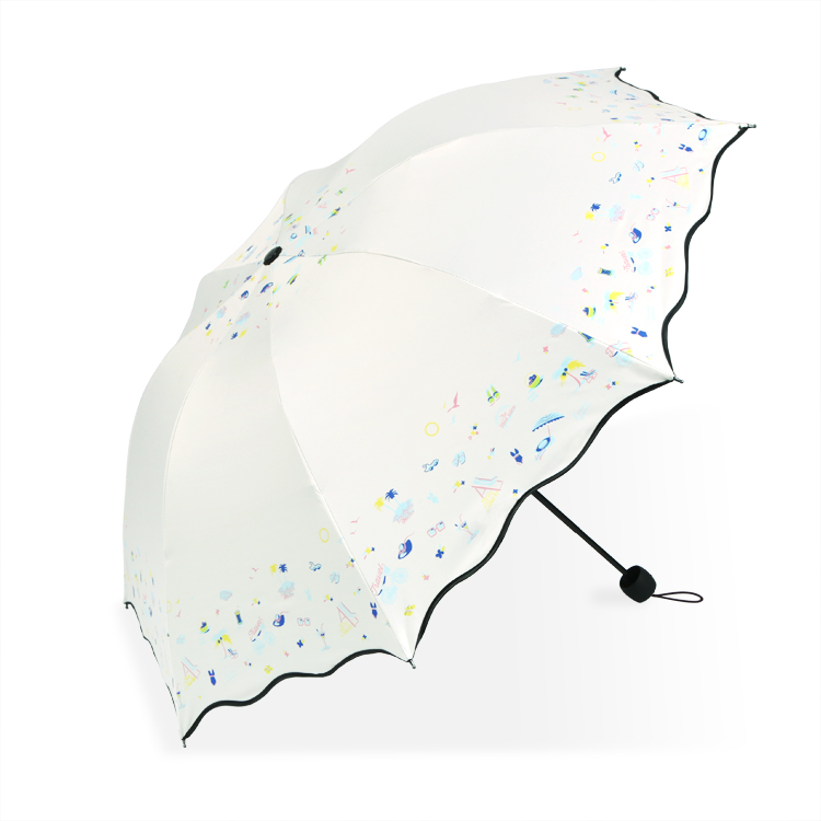 小清新韓國超輕小黑膠防曬遮陽防紫外線太陽傘兩用晴雨傘三折疊女
