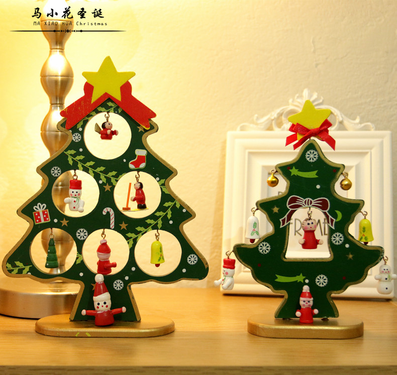 聖誕裝飾品 木質DIY桌面小型 迷你木制聖誕樹 聖誕節裝飾擺件