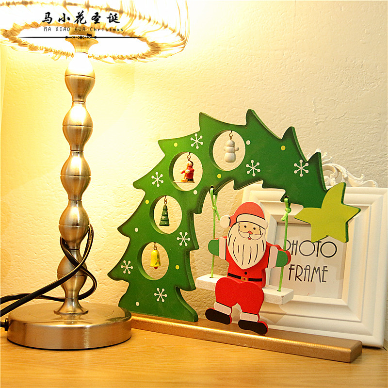 聖誕節裝飾飾品 聖誕老人木質秋千擺件 創意節日禮品