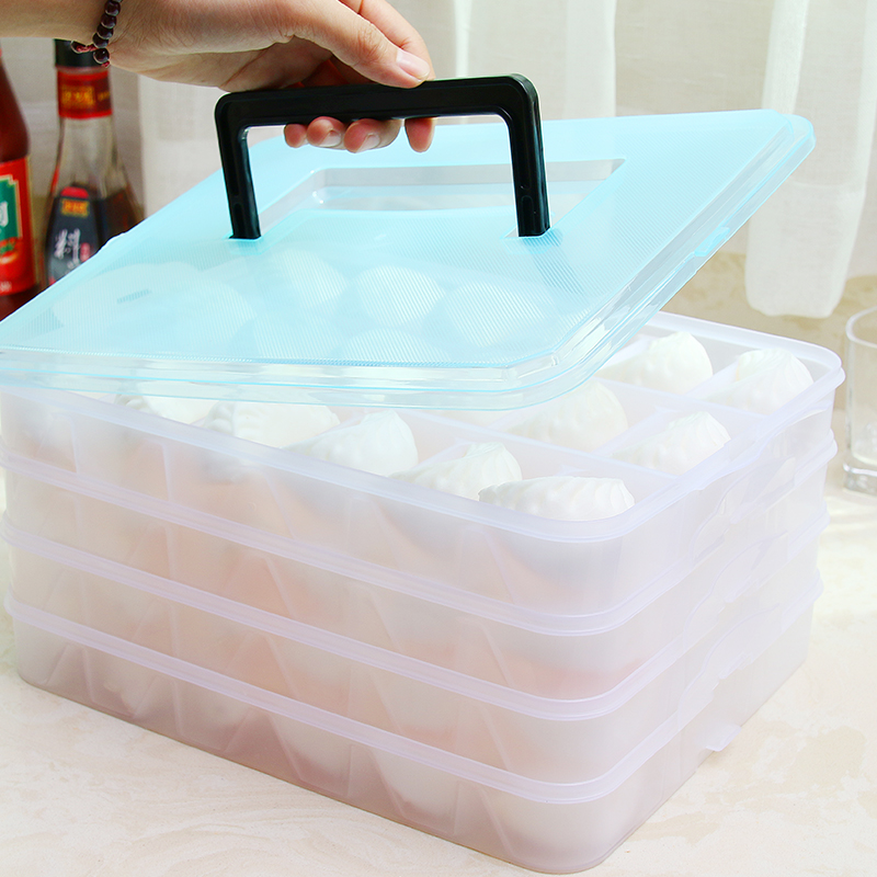 速凍餃子盒冰箱保鮮凍餃子微波爐解凍盒分格餃子托盤餛飩盒帶提手